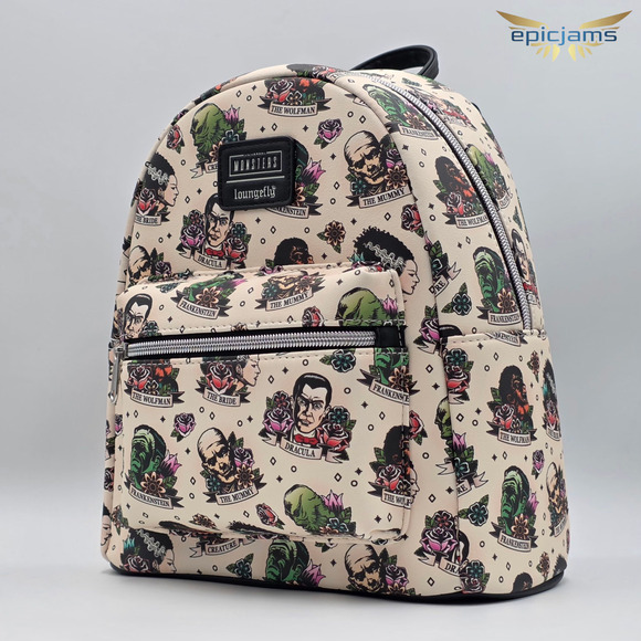 Loungefly Universal Monsters Tattoo Art Mini Backpack New - Picture 3 of 5